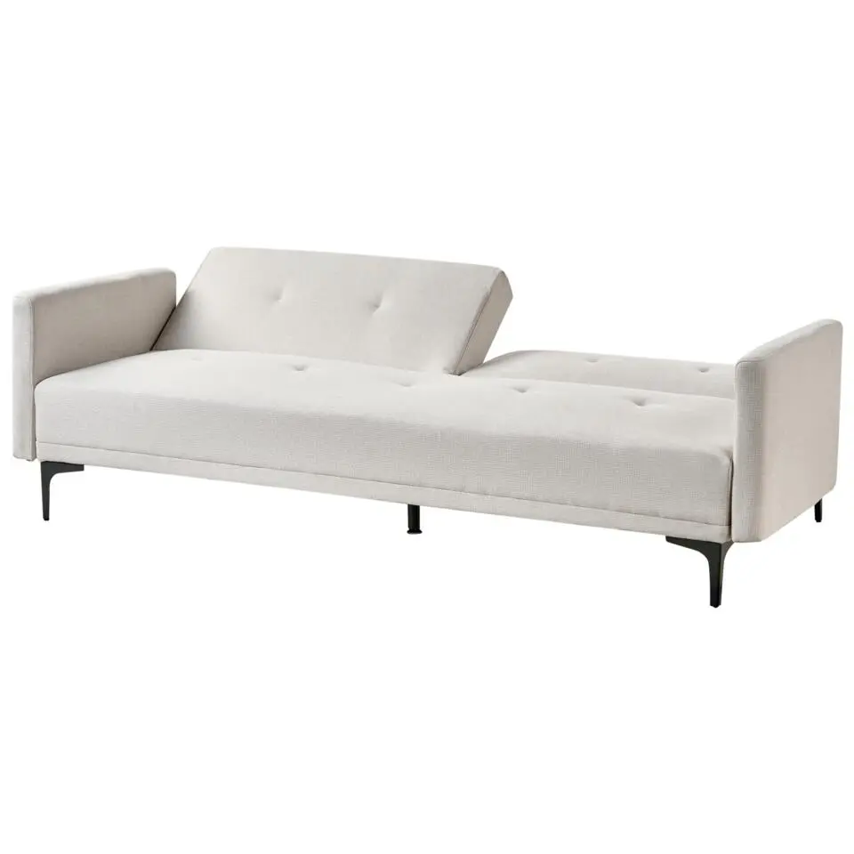 LUCAN - Slaapbank 3-zits - Lichtbeige - Polyester