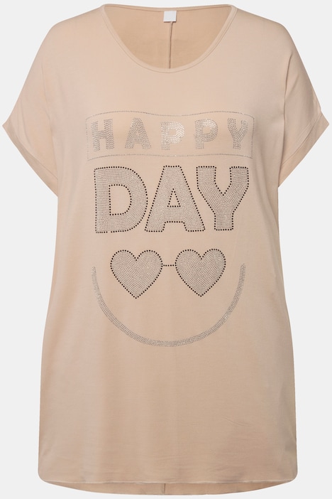 T-Shirt, oversized, Glitzerstein-Herzen, Rundhals, Halbarm