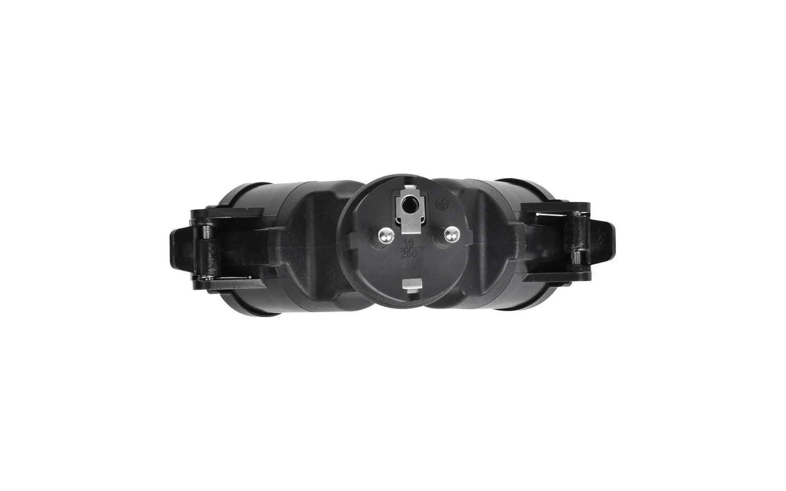 PAT Zweifachsteckdose Schuko schwarz 16 A