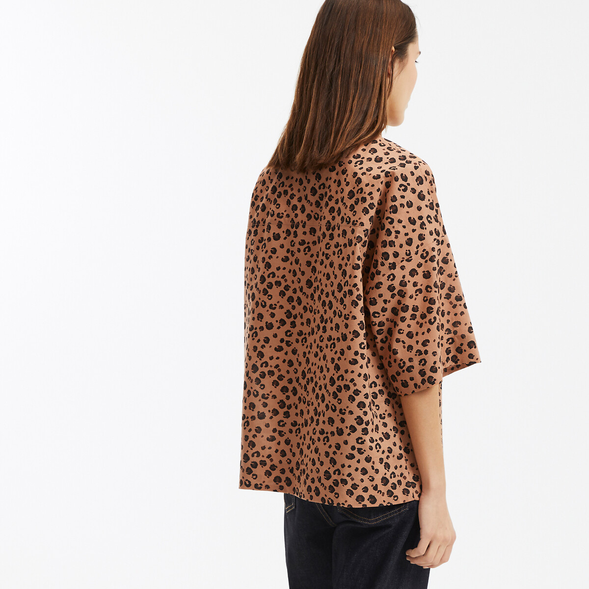 COLEÇÃO LA REDOUTE<br>Camisa folgada com estampa animal, mangas até o cotovelo