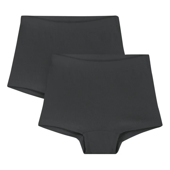 Gray Label Lot 2 Shorties de Nuit Coton Bio - Capsule Homewear  | Noir