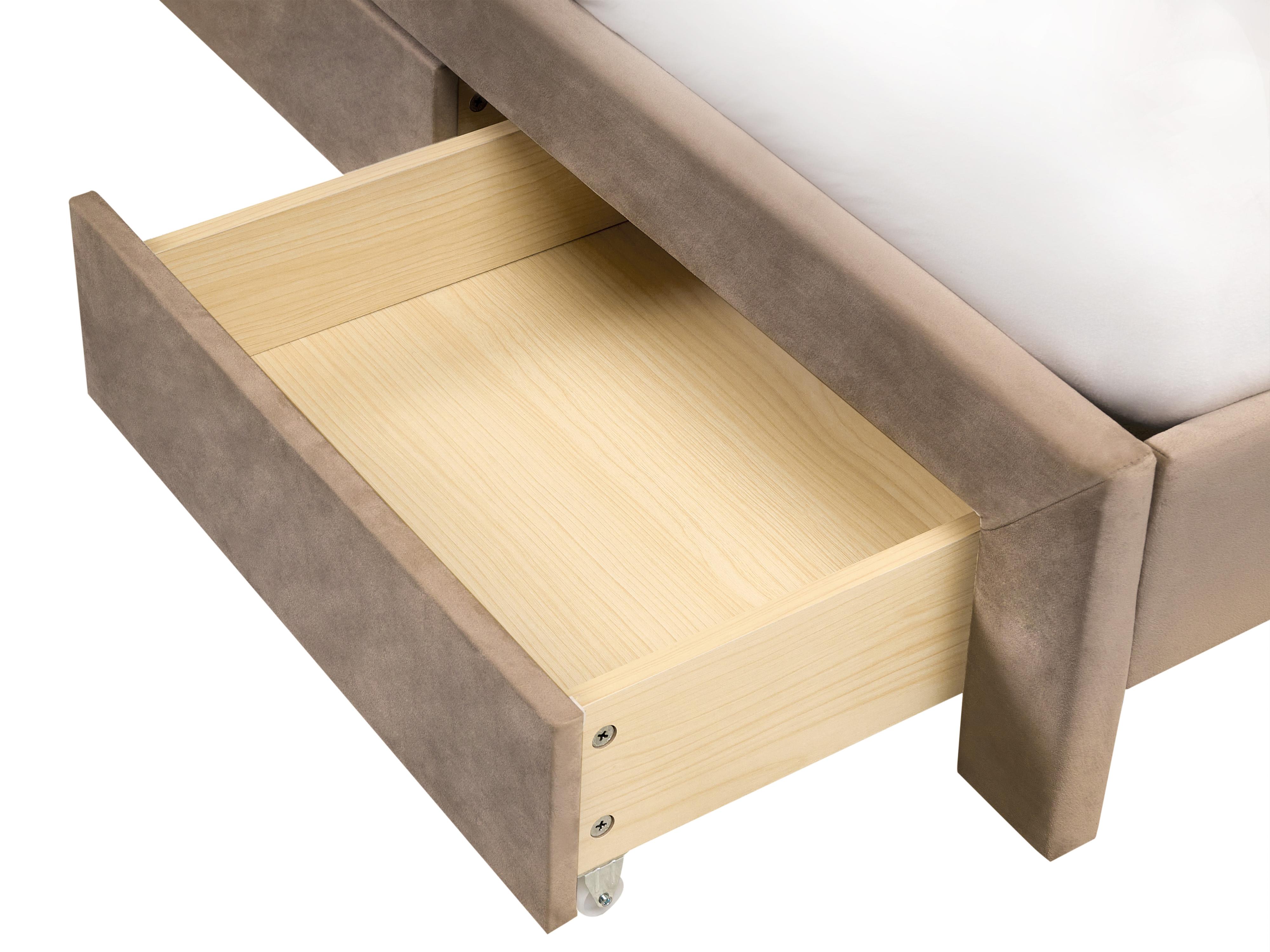 Bed met opbergladen Fluweel LONZAC 180 x 200 cm Taupe