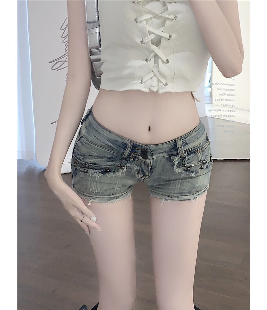 Strawolf - Lage taille denim hotpants met distressed effect