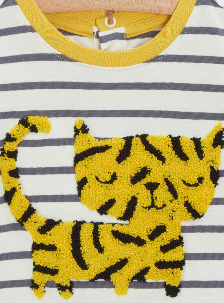 T-shirt rayé à motif tigre pour bébé garçon