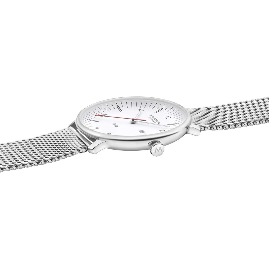 Mondaine Doppio Solar Silbrig Ø 41