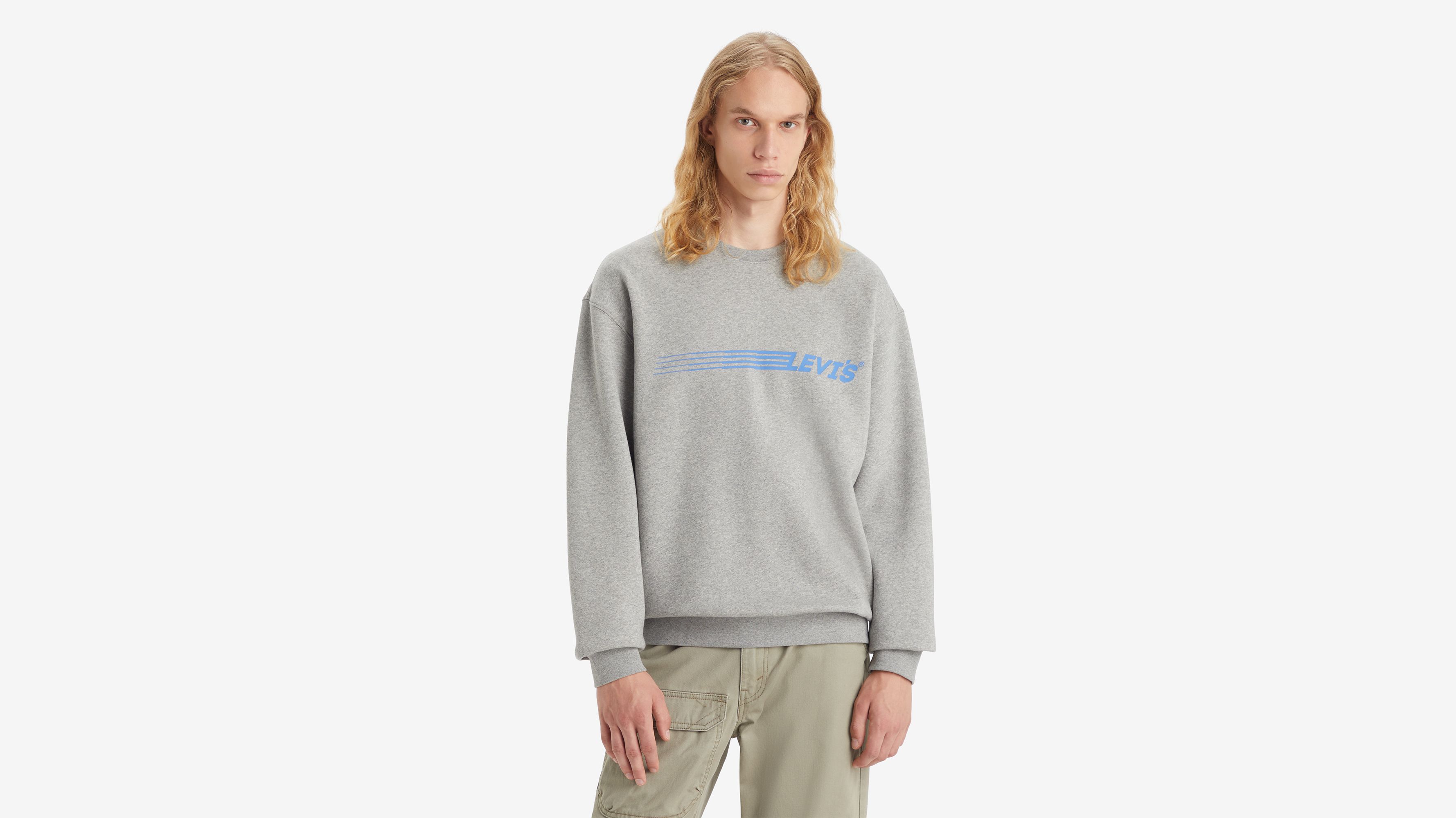 Sweat-shirt col rond graphique Relaxed - Motion Hl Logo Crew Midtone Heather Grey - Gris
