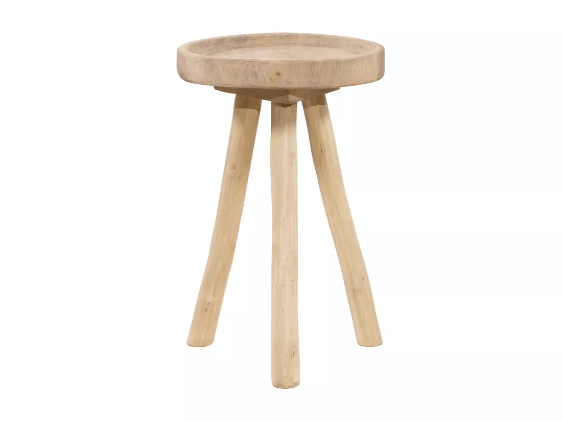 Lot de 2 tables d'appoint de jardin en teck D.30 cm - Naturel clair - TULUM de MYLIA