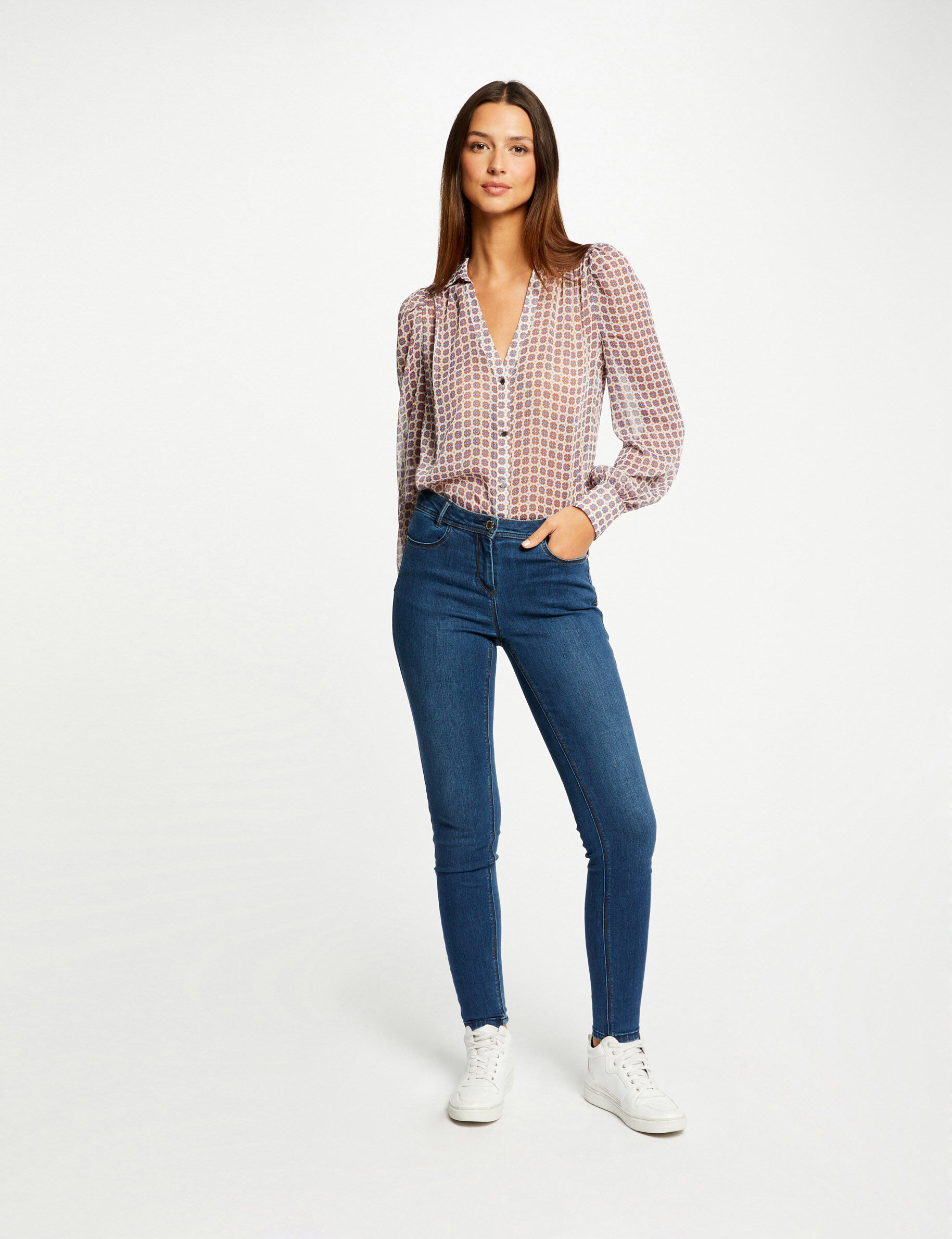 Chemise manches longues imprimé multico femme - multico