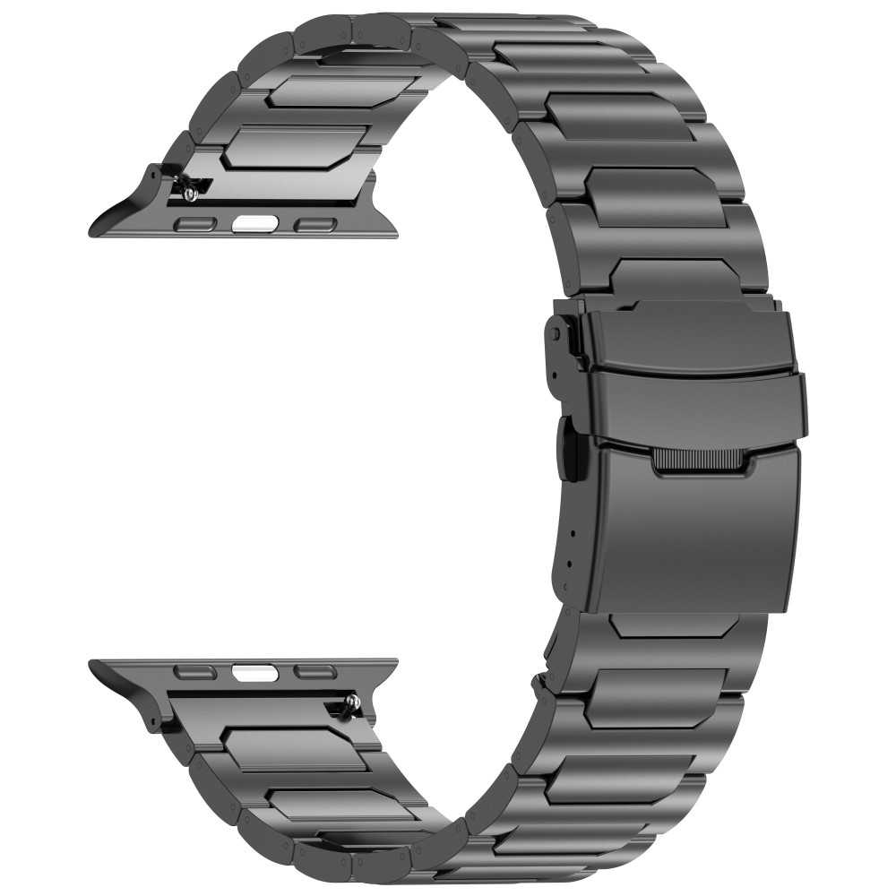 Apple Watch (49/46/45/44 mm) Ersatz Titan Armband mit Klickverschluss (Gelenkumfang: 170-230mm) - Schwarz