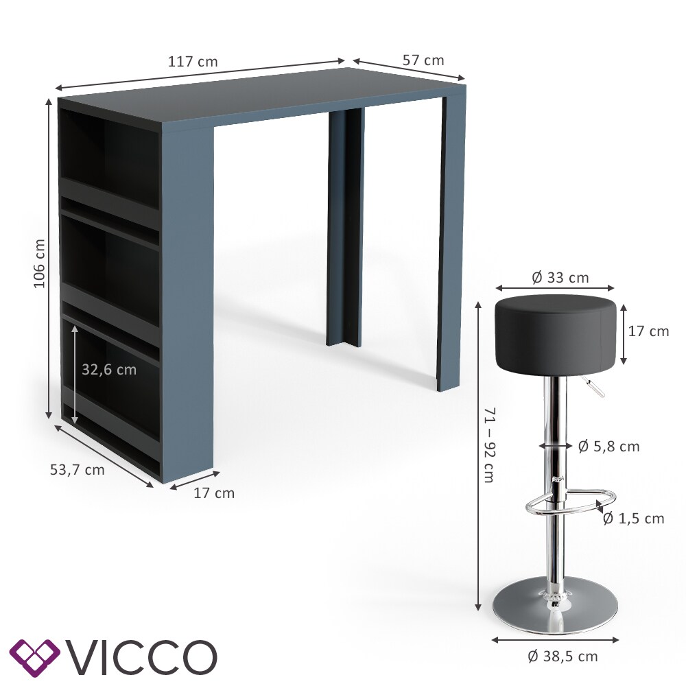 VICCO Bartisch Bar Tresen drei Farben Bartresen Stehtisch Tisch Bistrotisch Küche inkl. Barhocker