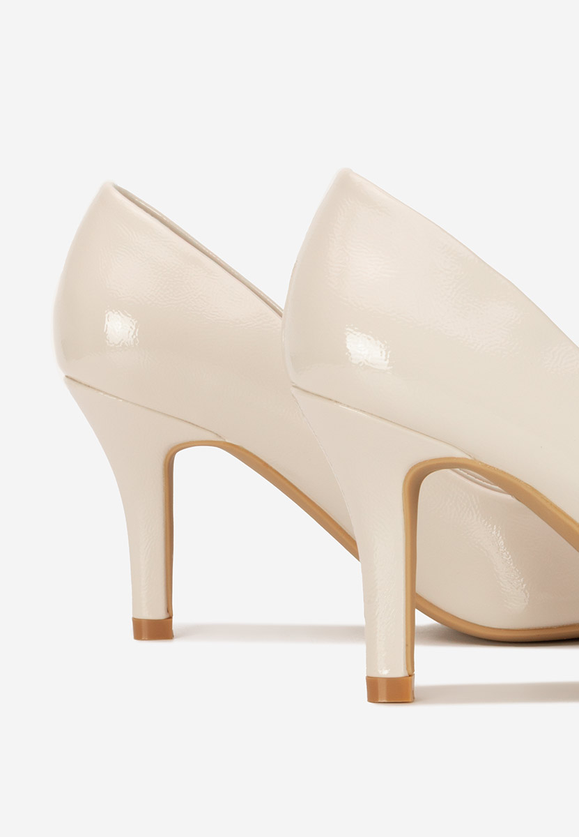 Chaussures vernies à talon beige Evaniela