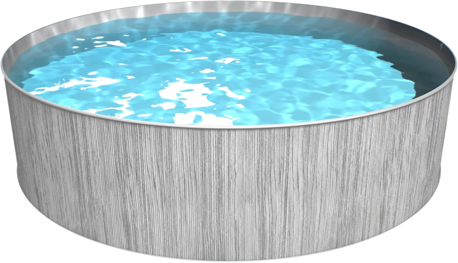 Steinbach Stahlwandpool New Splasher Secure – 011002G – Ø 350 x 90 m – Runder Pool in dunkelgrauer Holzoptik und grauer Innenfolie für bis zu 7.800 l Wasserinhalt – Mit Einhänge-Kartuschenfilteranlage