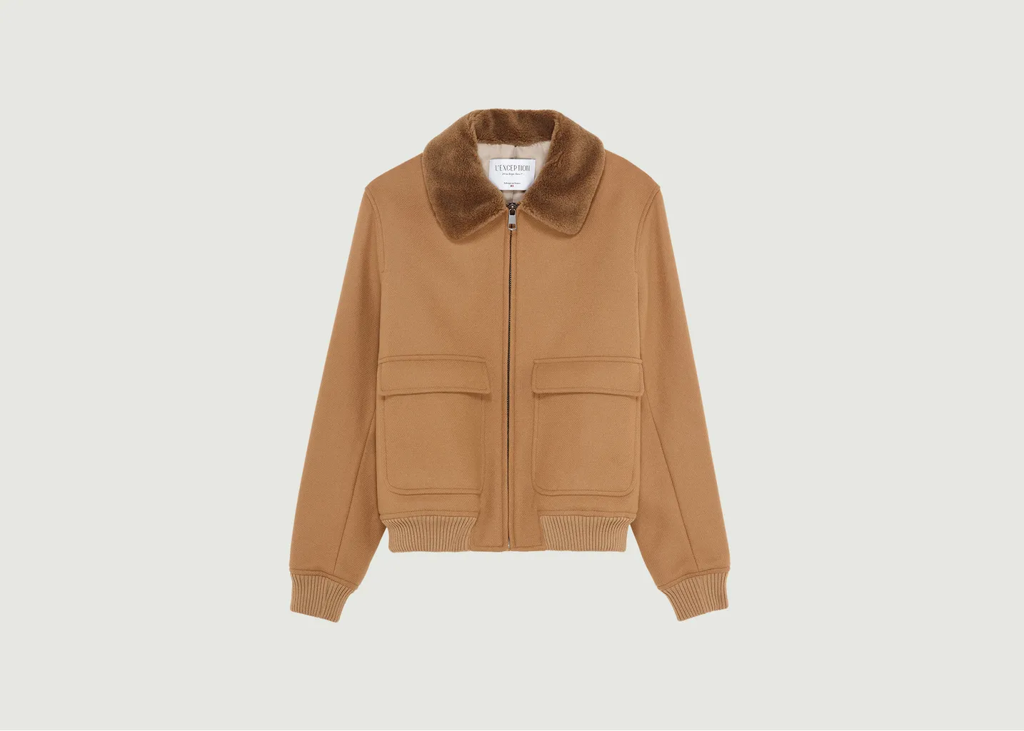 Blouson col effet mouton en laine vierge fabriqué en France L'Exception Paris