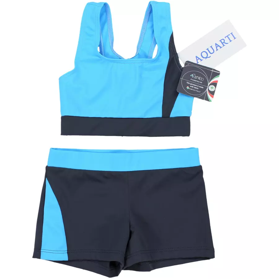 Aquarti Mädchen Sport Bikini - Racerback Bustier & Badehose grauhellblau