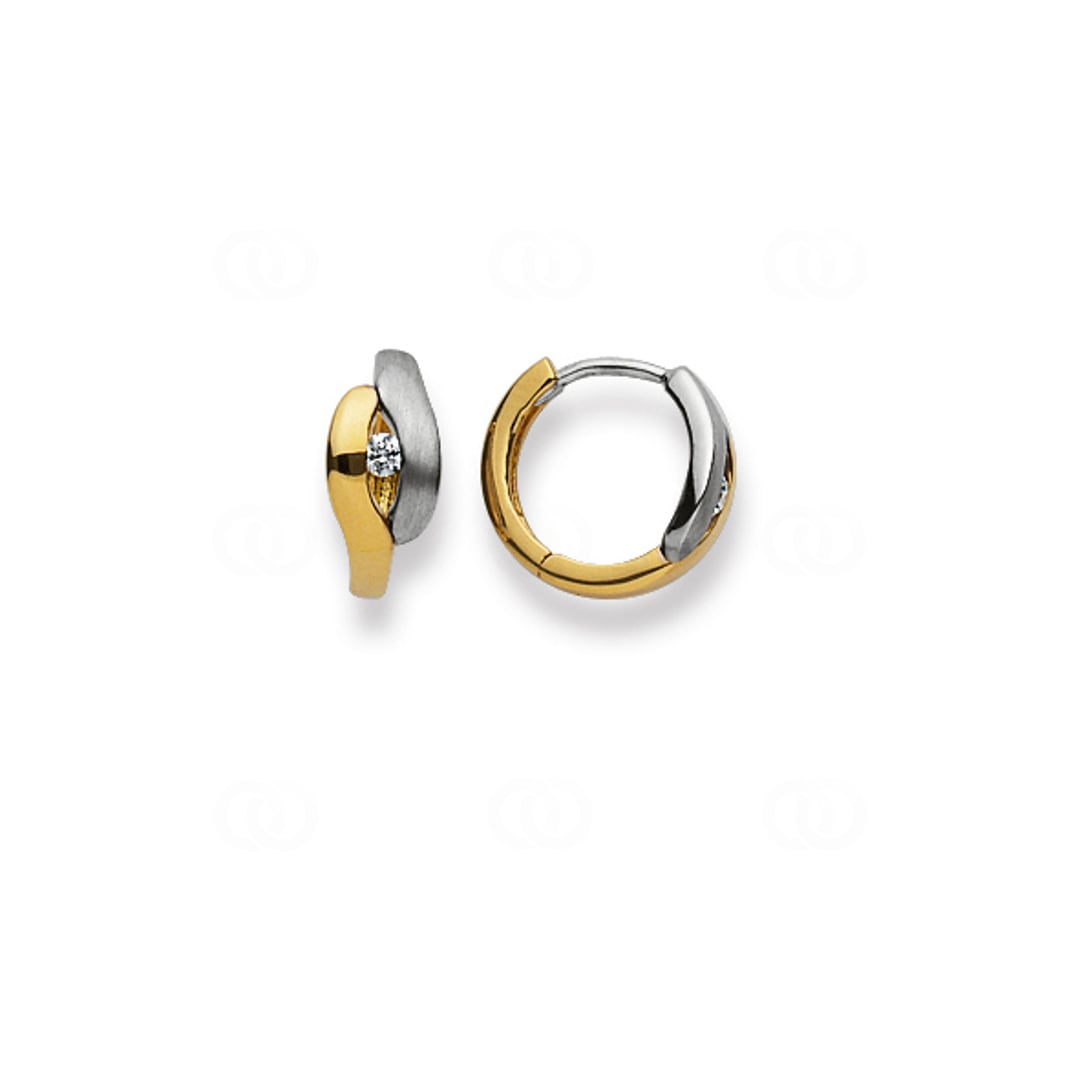 Kreolen 750/18 K Bicolor Ø 12mm mit Zirkonia