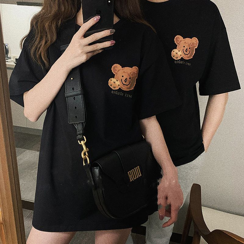 Yupina - Koppels matchend T-shirt met korte mouwen en berenprint
