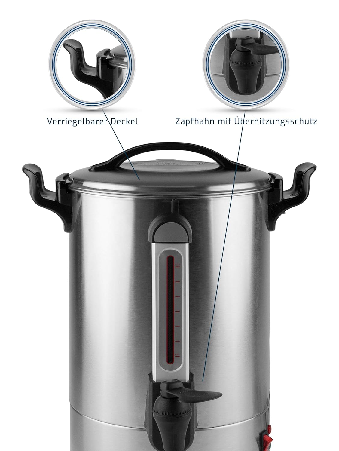 Saro Kaffeemaschine für Frühstücksbuffet & Gewerbe – 10,8 L – Doppelwandig – 100 Tassen – Edelstahl mit Zapfhahn & Warmhaltefunktion – 230 V – 1,6 kW – Modell CAPPONO 100