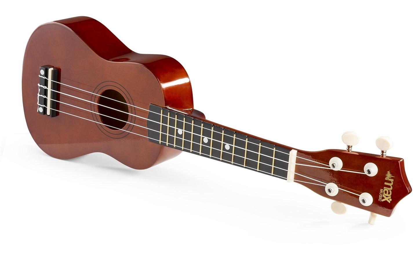 Ukulele UKEY Set Soprano Dunkel Natur 21 ZollSopranukulele mit Tasche und Zubehör