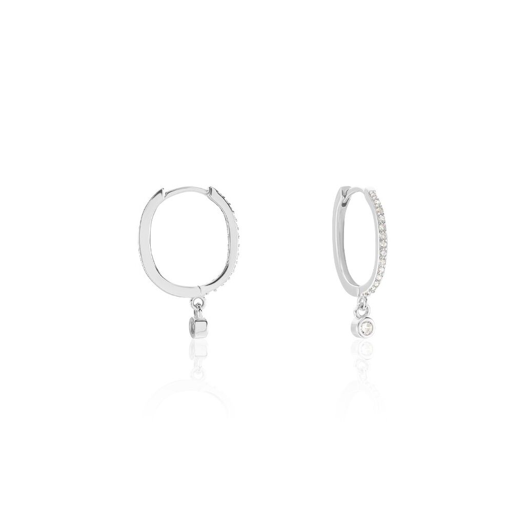 Créoles Argent Blanc Ursinus Oxydes De Zirconium