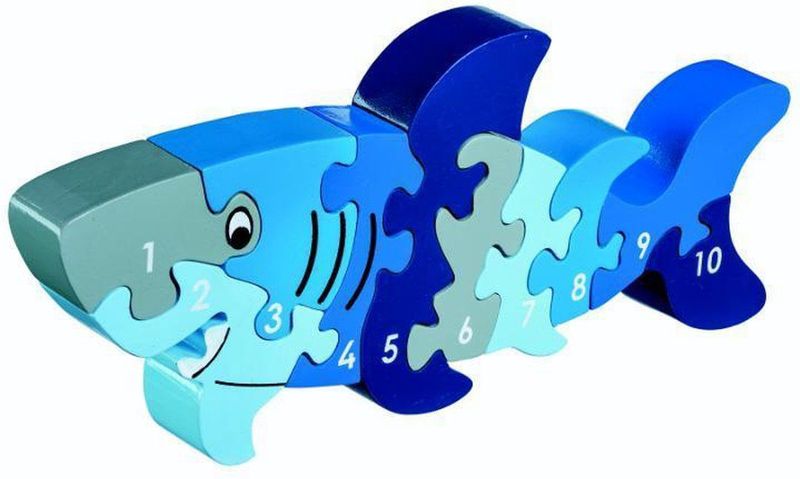 Houten puzzel Haai - leren tellen 1-10
