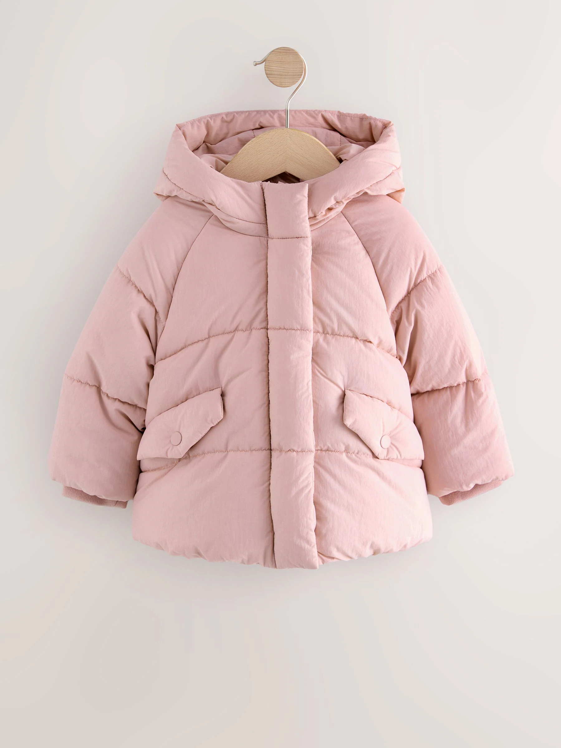 Roze - Regenbestendige gewatteerde jas met imitatiebontvoering (3mnd-7jr)