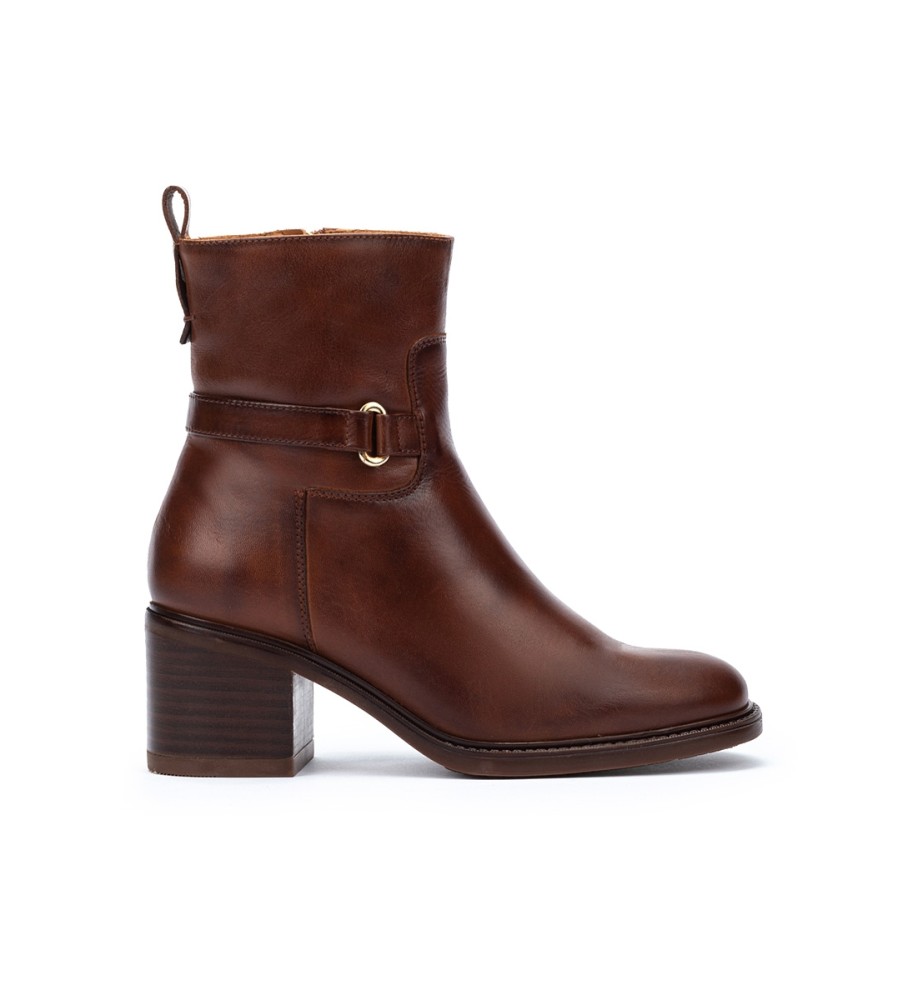 Botas de cano curto Pikolinos Huesca em couro marrom - Altura do salto: 6,5 cm -