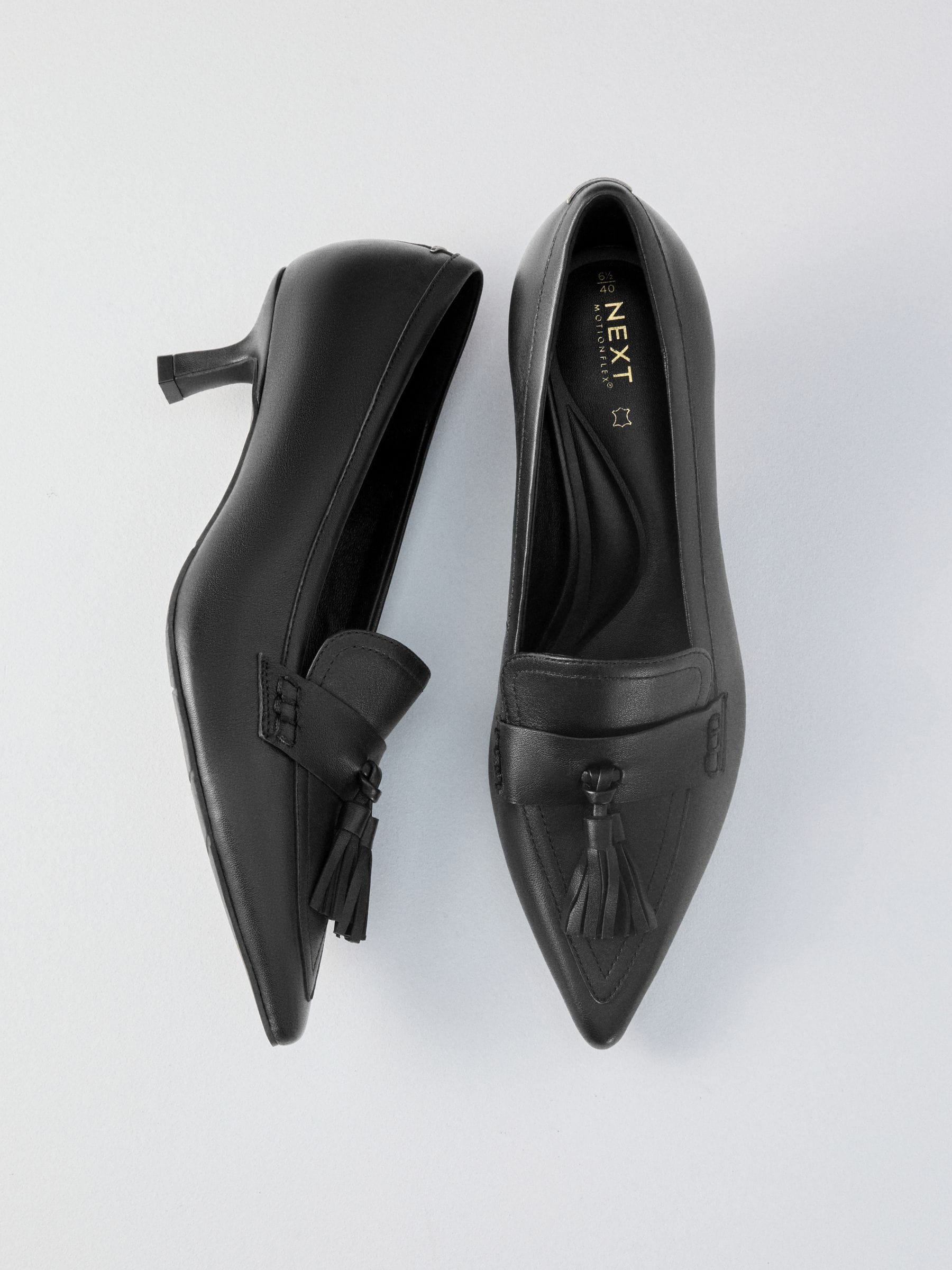Zwart - Premium Leather With Motionflex Point Toe Tassel Heels Loafers