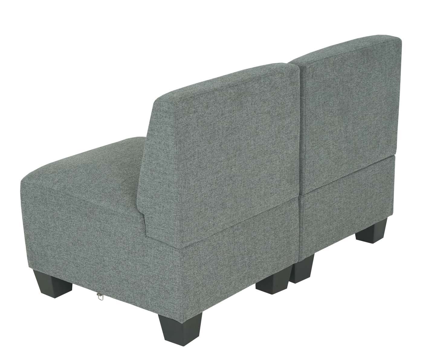 Modular 2-Sitzer Sofa Couch Lyon, Stoff/Textil ~ grau, ohne Armlehnen