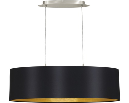 Hanglamp 2-lamps L 78 cm nikkel/mat/zwart