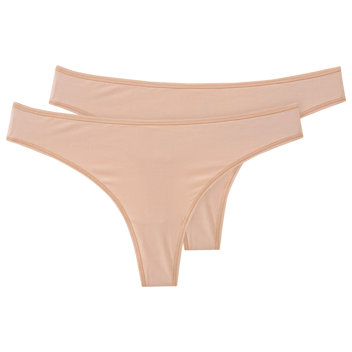 Gina Benotti 2 Damen Strings aus Mikrofaser beige