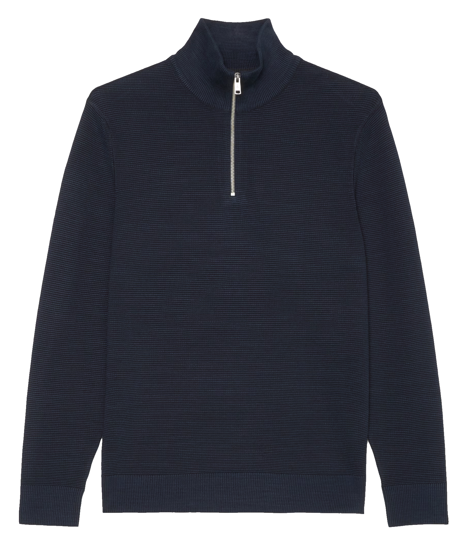 Pull regular col zippé en coton bio | Bleu