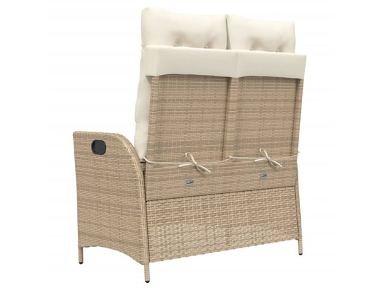 VIDAXL - Banc de jardin Banc inclinable de jardin avec coussins beige résine tressée