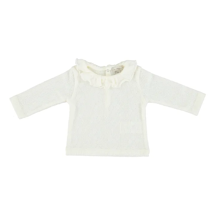 Bebe Organic Haut Maille Fine Bloom Ajouré | Blanc