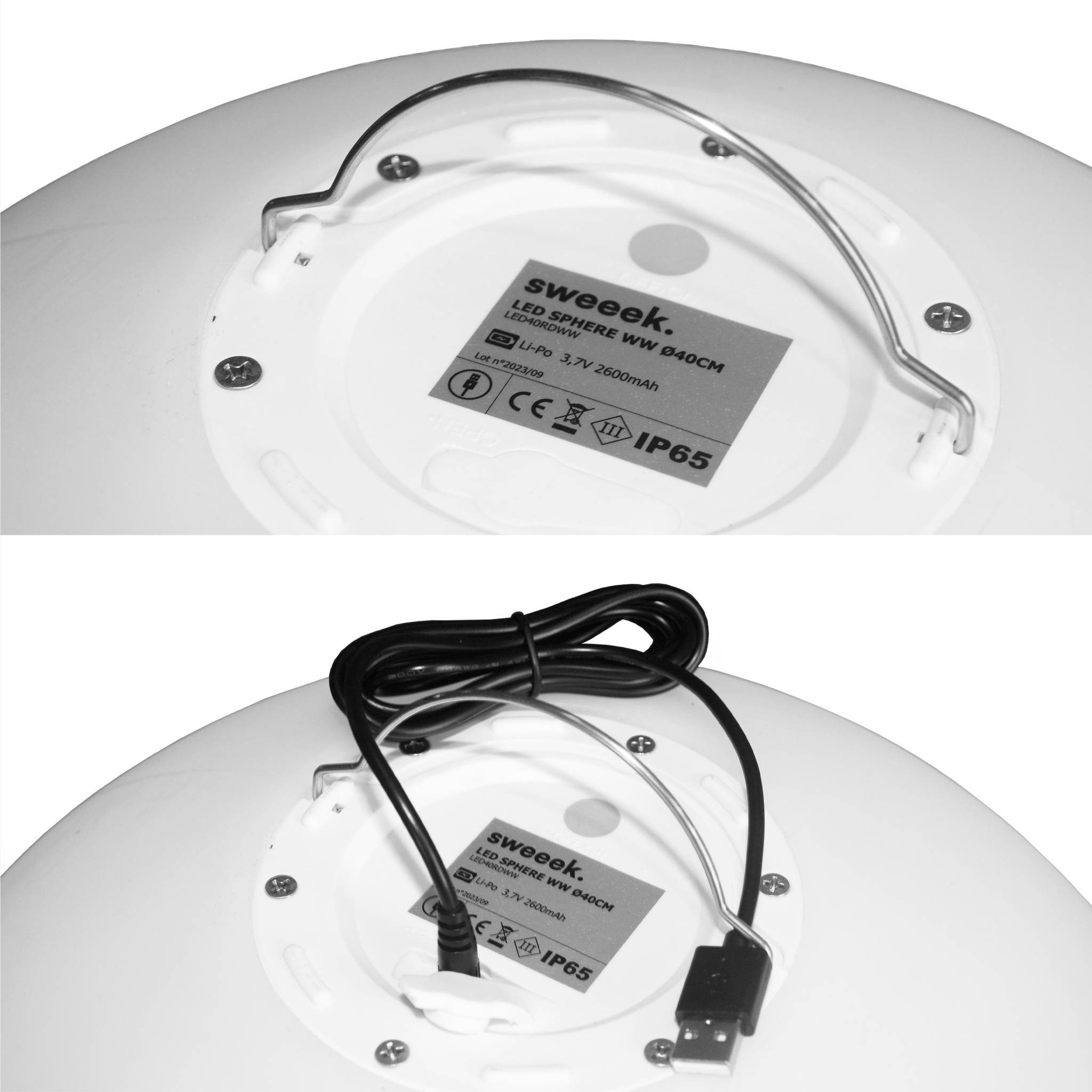 Boule led 40cm – sphère décorative lumineuse. Ø40cm. Blanc chaud. Commande à distance