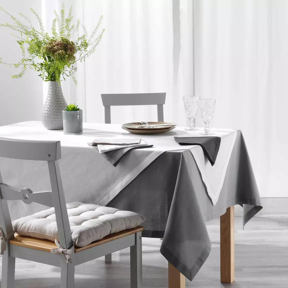 Nappe rectangulaire coton (140 x 240 cm) Charline Beige
