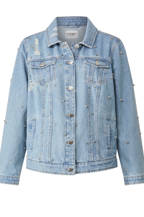 Jeansjacke, Ziernieten, Hemdkragen, Langarm