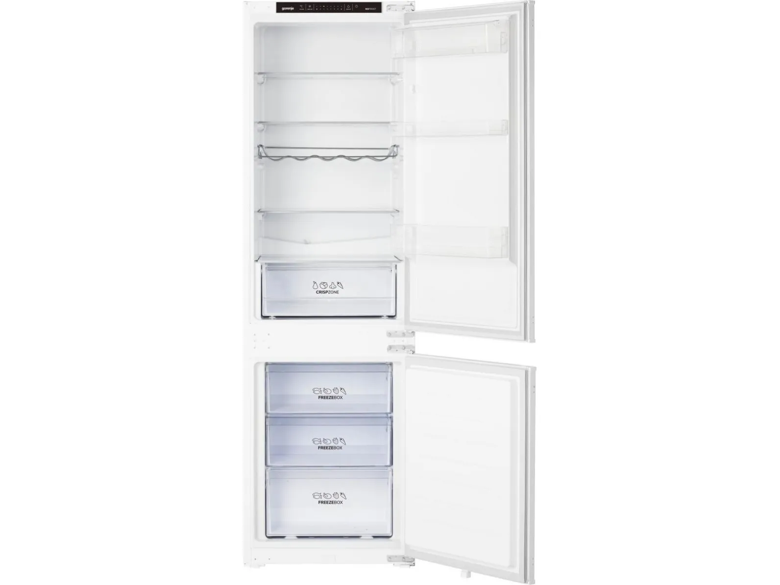 Gorenje NRKI418EP1 - Køleskab/fryser - bund-fryser - til indbygning - niche - bredde: 56 cm - dybde: 56 cm - højde: 177.5 cm - 246 liter - Klasse E - hvid
