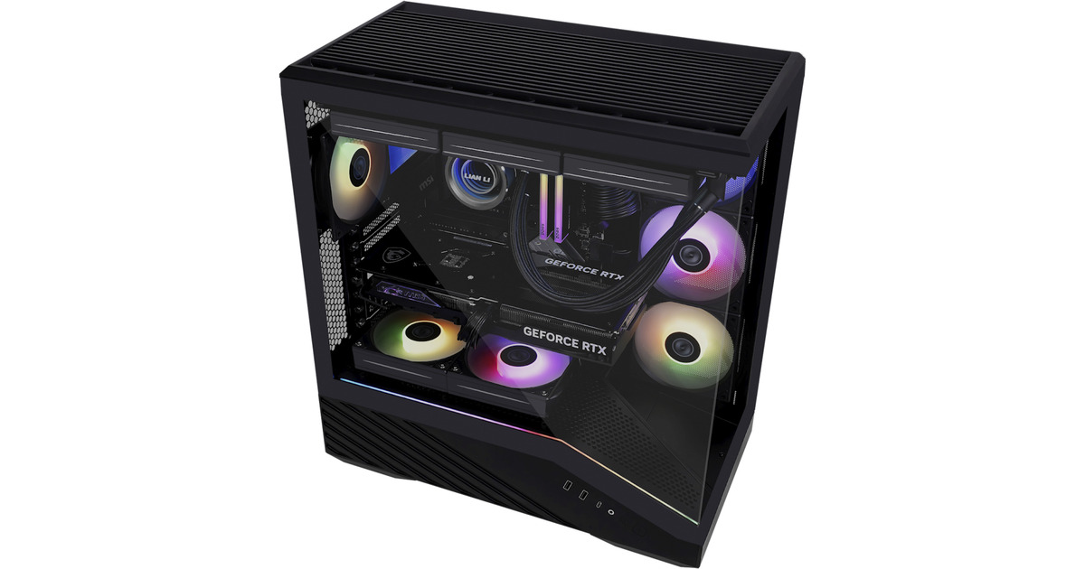 Lian LiVector V100R midi tower behuizing  (Zwart | 2x USB-A | 1x USB-C | RGB | Tempered Glass)
