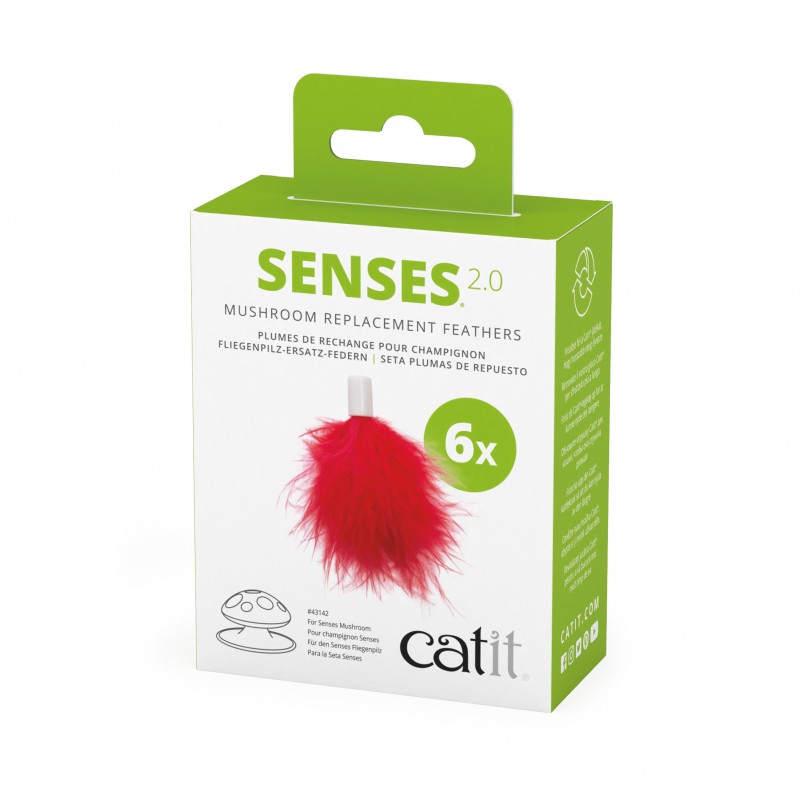 Penas de substituição para o brinquedo para gatos Catit Sense 2.0 em formato de cogumelo.
