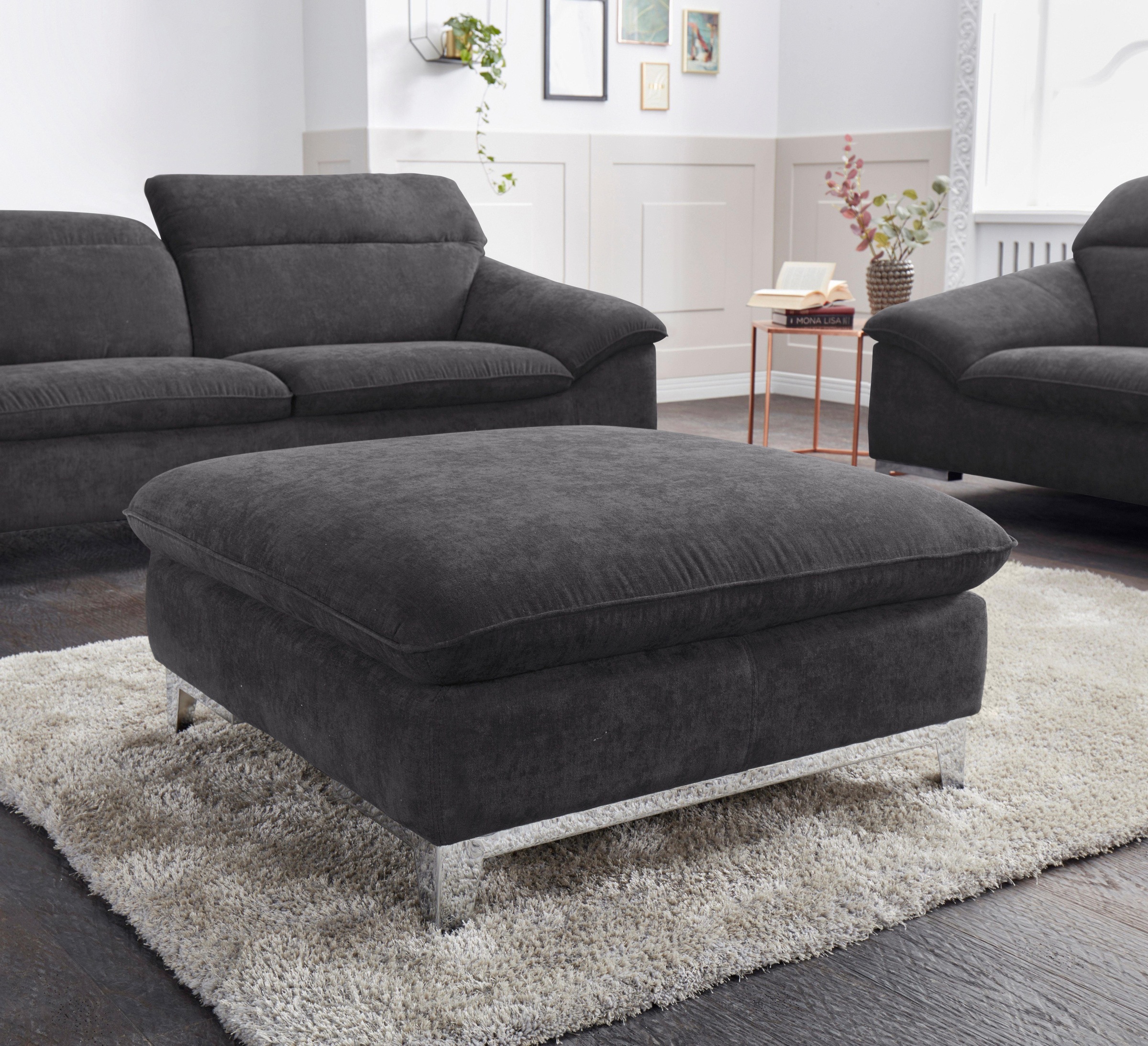 COTTA Polstergarnitur »Teresa« Set,  Set bestehend aus: 2-Sitzer mit Kopfteilverstellung & Hocker