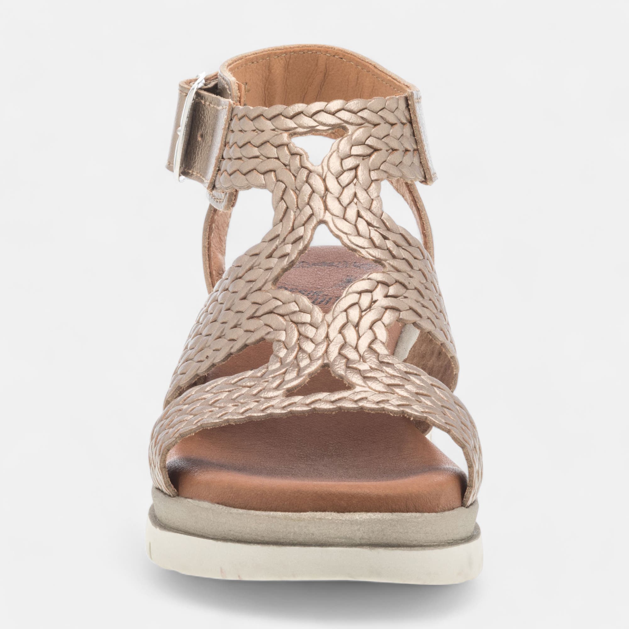 Sandales à talon compensé Femme en cuir or