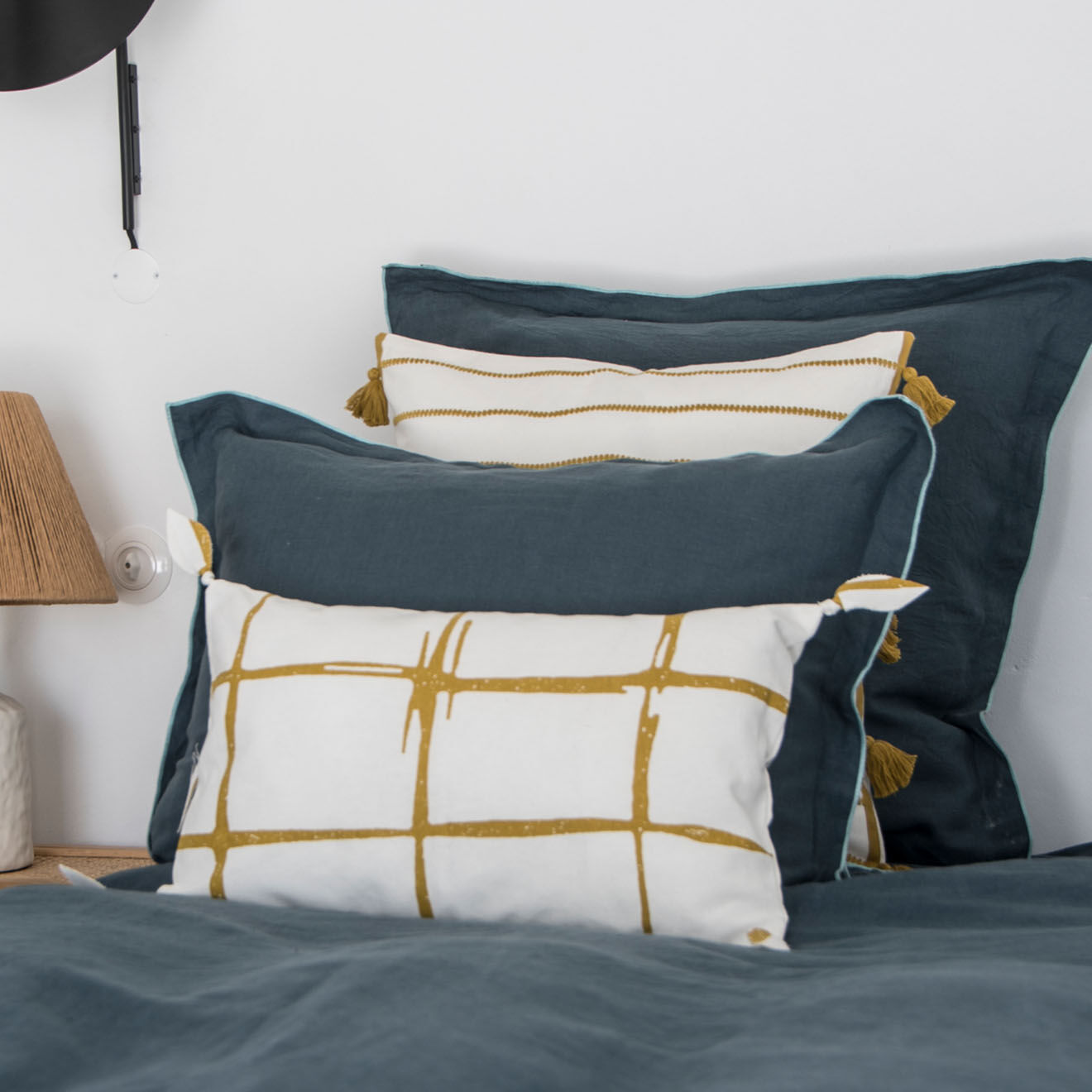 Febronie Home Housse de couette 100% Lin Hortense bleu de Prusse