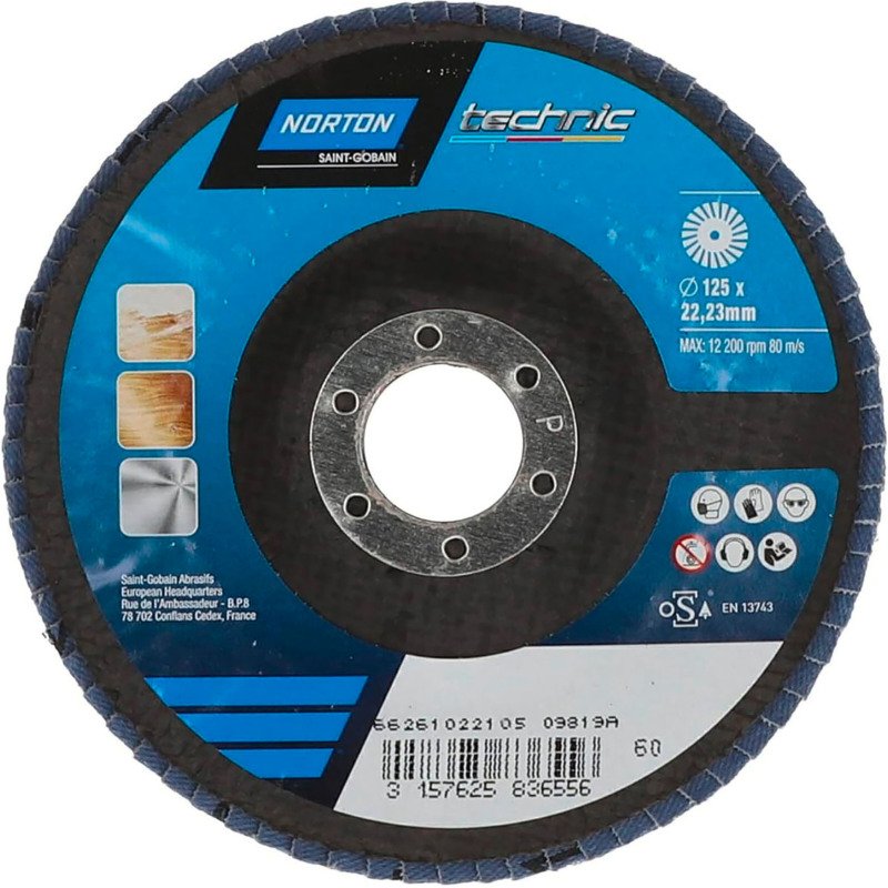 Disque à lamelles Norton Technic Ø 125 x 22,23 mm - Lot de 5