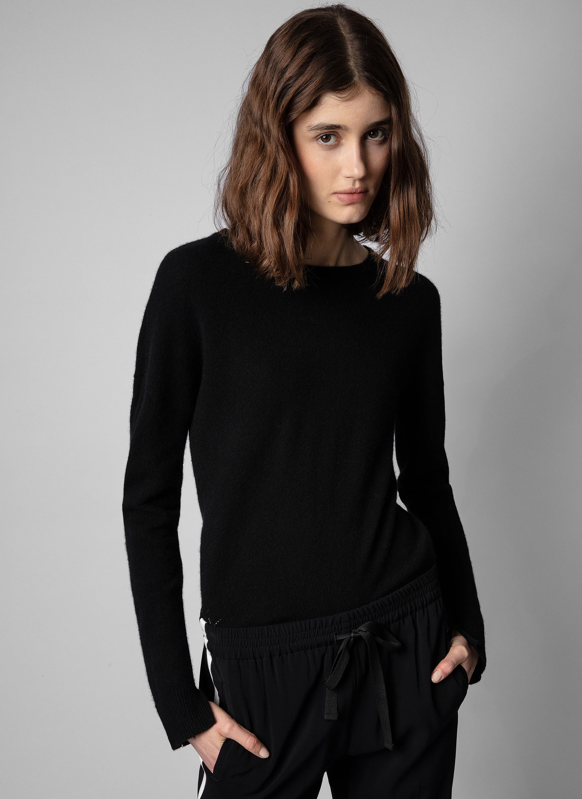 CICI - Pull col rond en cachemire | Noir