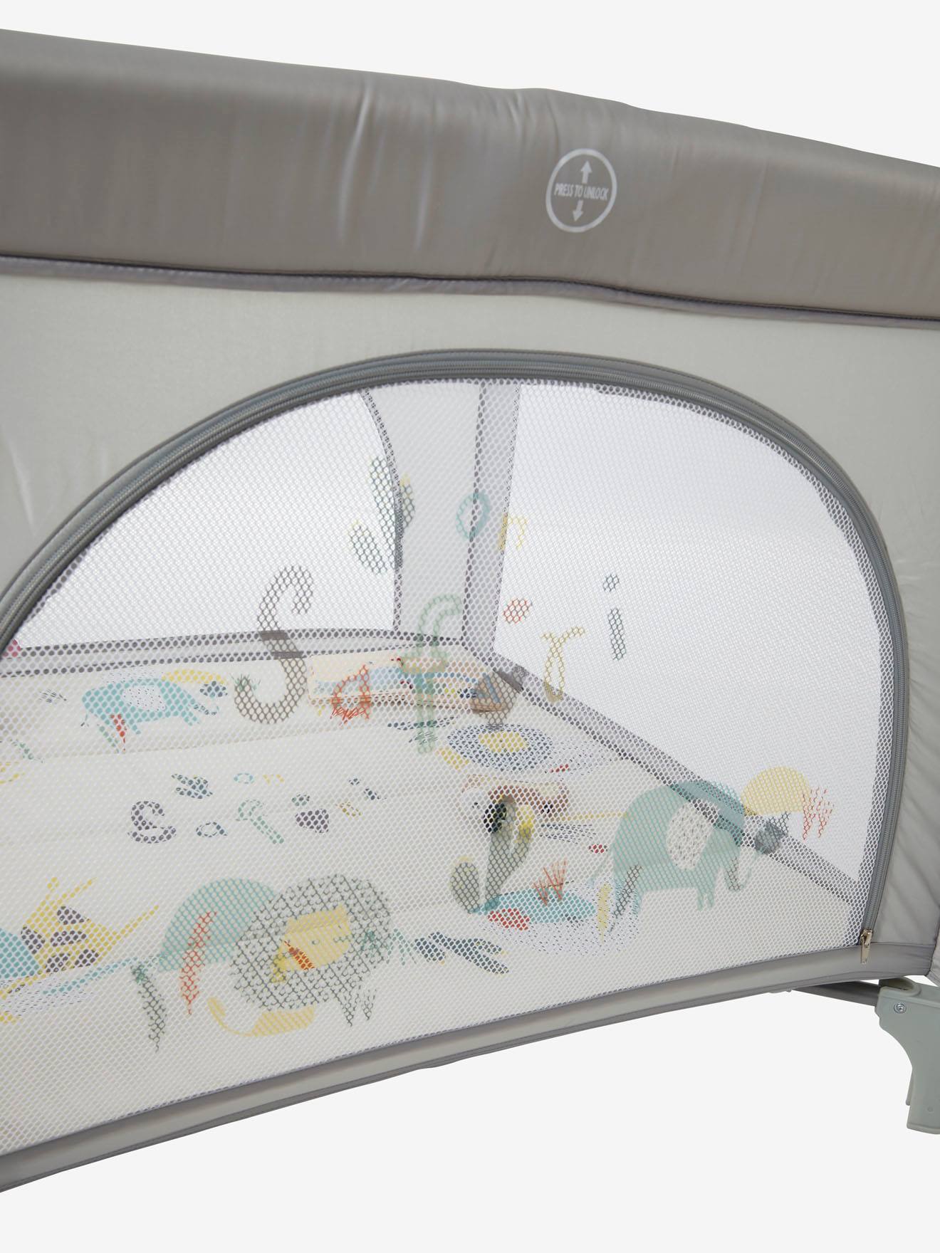 Cercadinho portátil dobrável Baby'park azul escuro liso com estampas