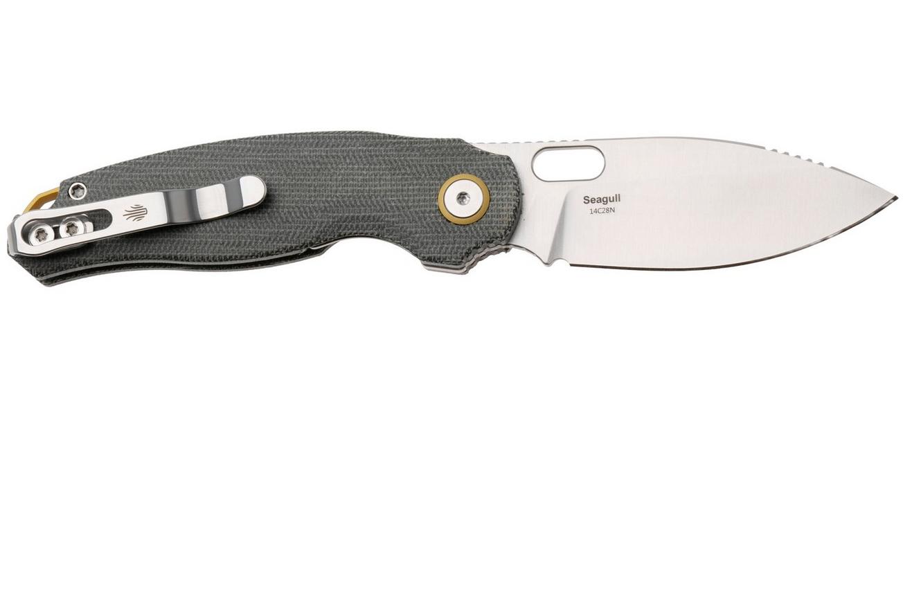 Kizer Vanguard Seagull V3770A1 Satin 14C28N, Gray Micarta, zakmes