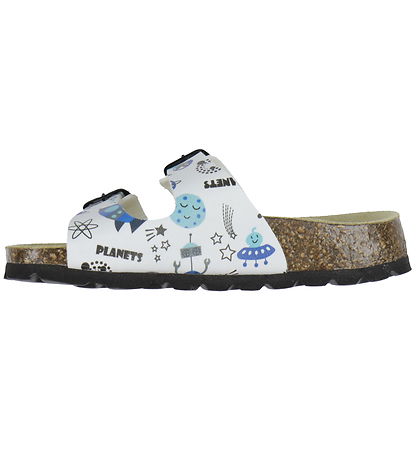 Superfit Sandalen - Fussbettpantoffel - Weiß/Blau m. Weltraum-Th