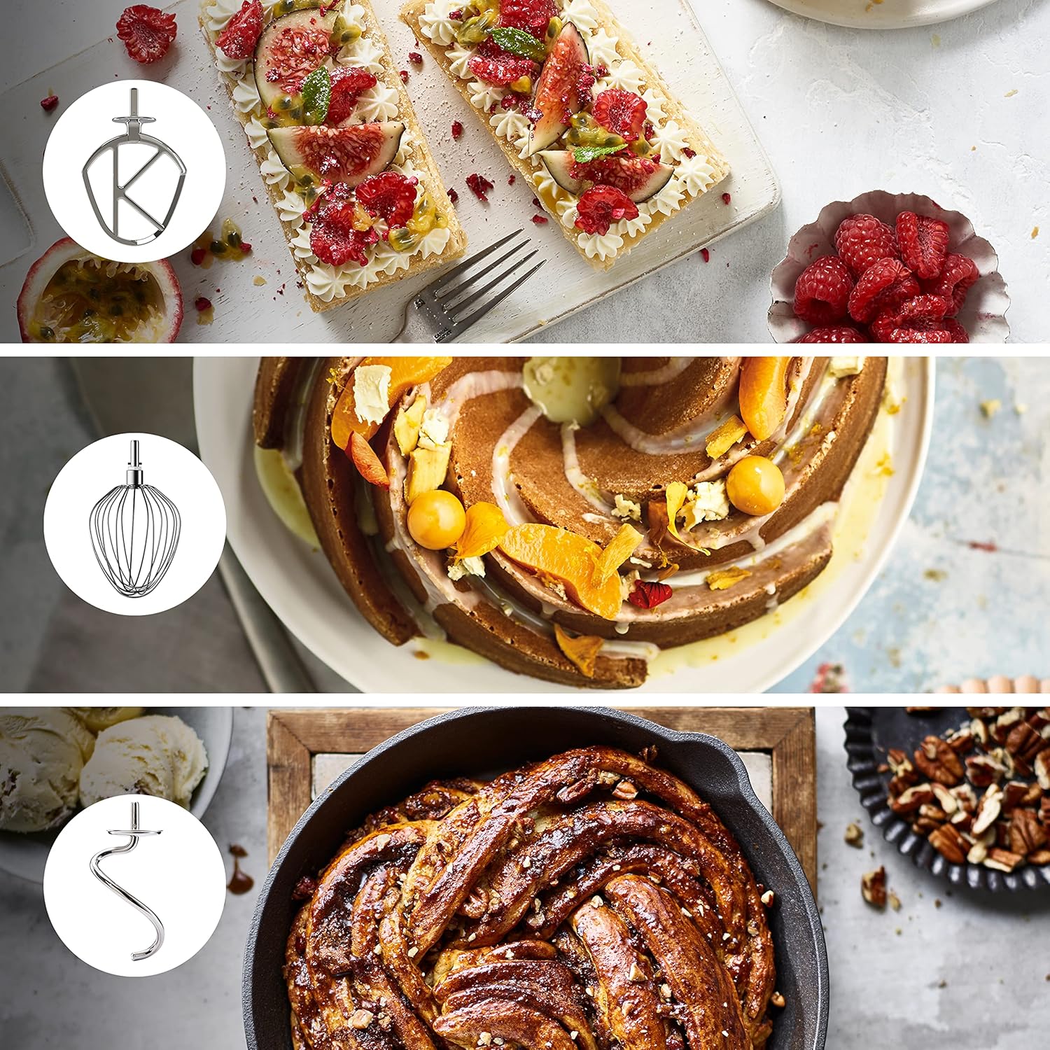Kenwood Titanium Chef Baker XL KVL85.424SI Küchenmaschine mit integrierter Waage, inkl. 4-teiligem Patisserie-Set, 7 L und 5L Rührschüssel, stufenloser Geschwindigkeitsregler, 1200 W, Silber