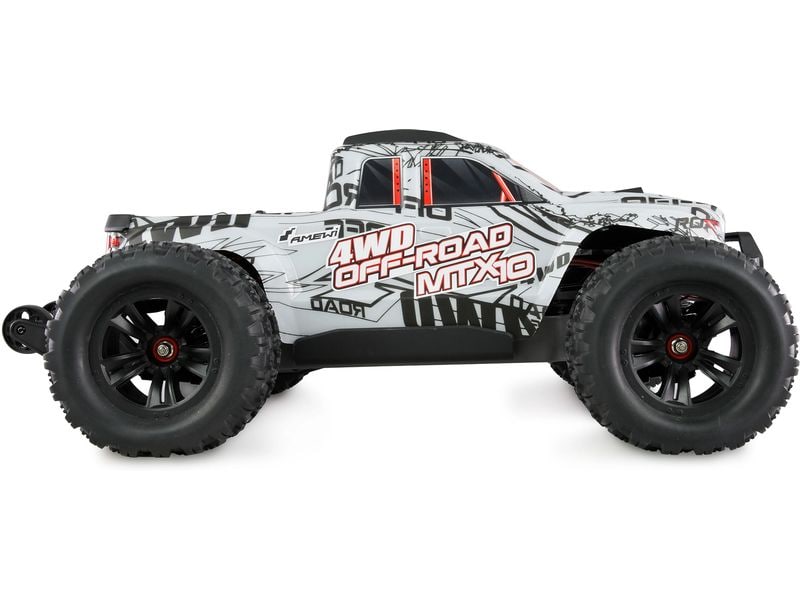 Amewi Monster Truck Hyper Go MTX10 1:10, ARTR, Grau Off-Road RC-Modellauto mit leistungsstarken, überdimensionierten und einstellbaren Öldruckstossdämpfern für volle Kontrolle im harten Off-Road-Einsatz