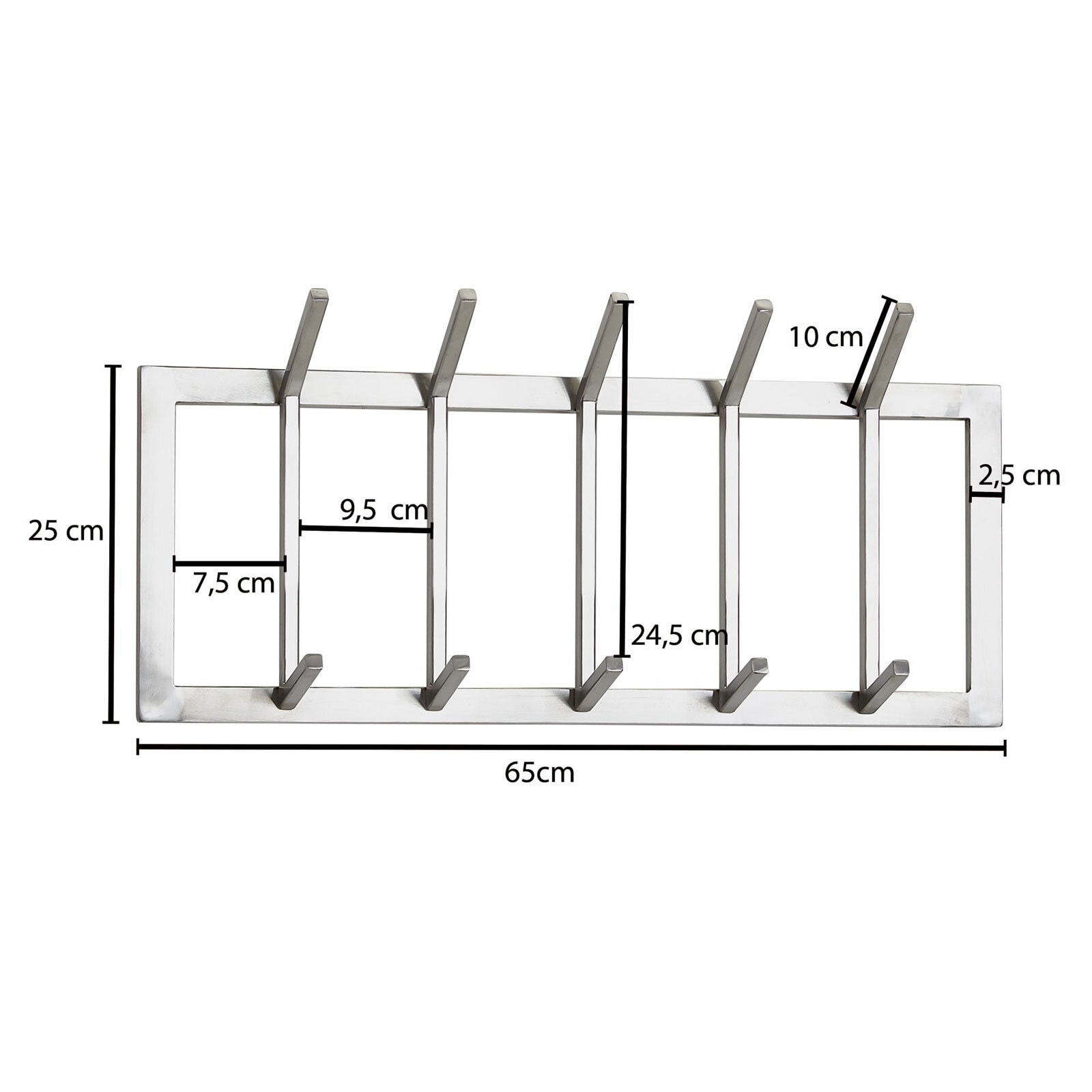 Garderobe 65 x 30 cm Silberfarbig